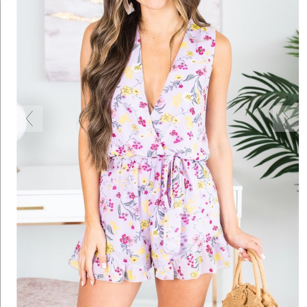 NWOT lavender floral romper